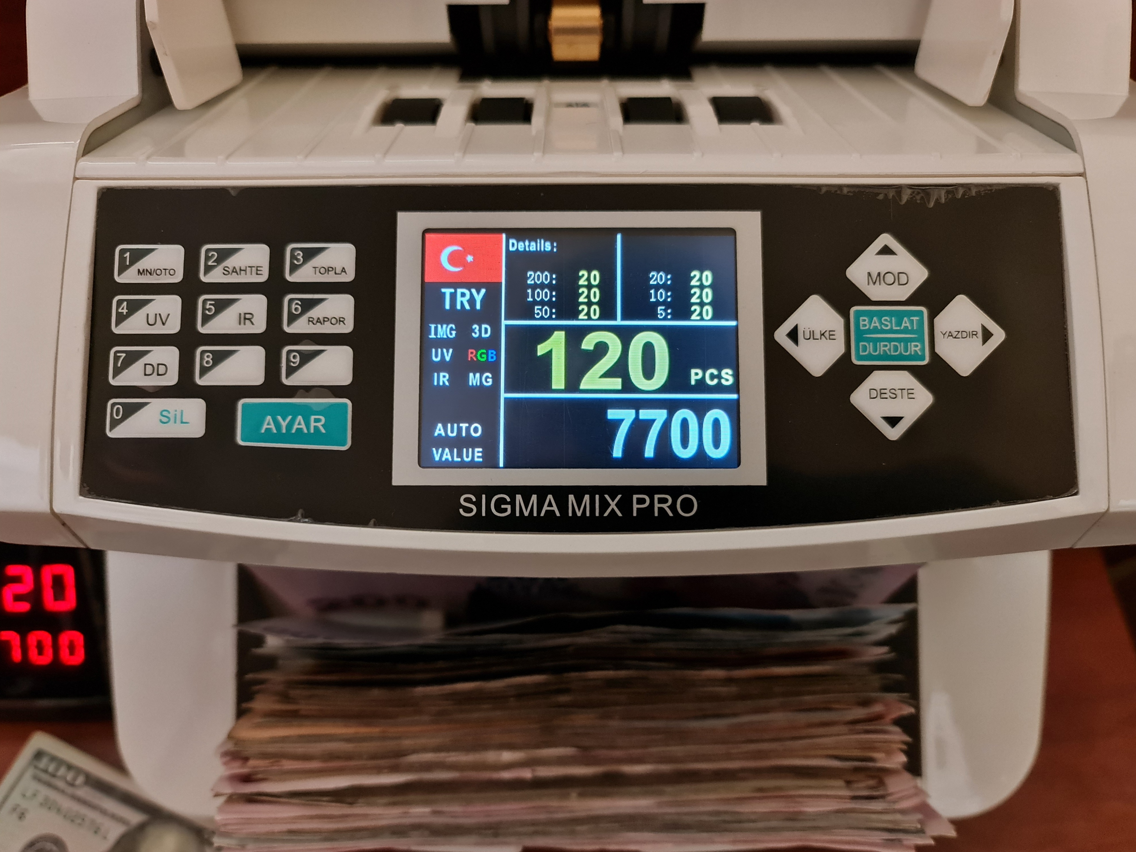 Sigma Mix Pro Para Sayma Makinesi 4 Ülkeli (USD-TL-GBP-EUR) Karışık Sayım Para Sayma Makinesi